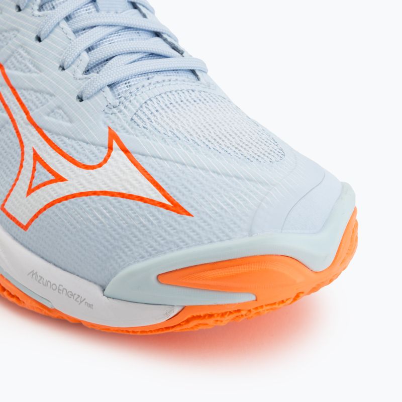 Încălțăminte de volei pentru femei Mizuno Wave Lightning Elite blue finch/white/lava orange 7