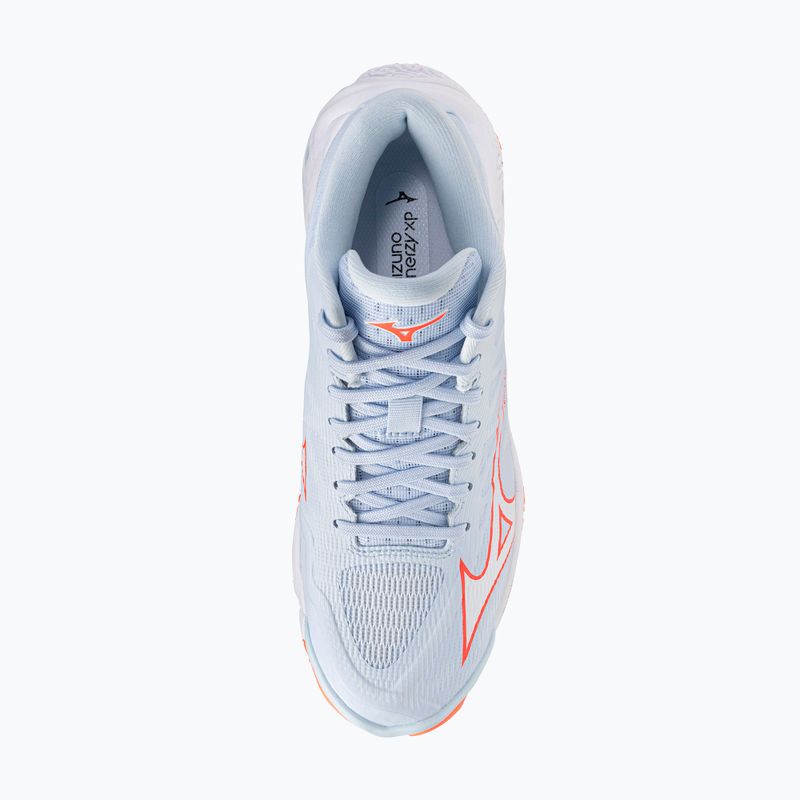 Încălțăminte de volei pentru femei Mizuno Wave Lightning Elite Mid blue finch/whitelava orange 5