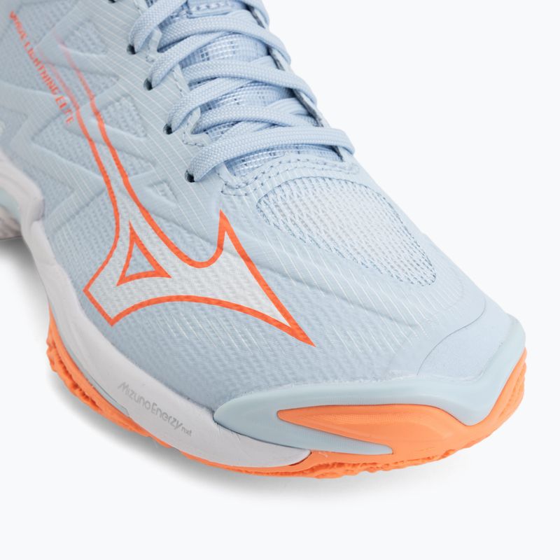 Încălțăminte de volei pentru femei Mizuno Wave Lightning Elite Mid blue finch/whitelava orange 7