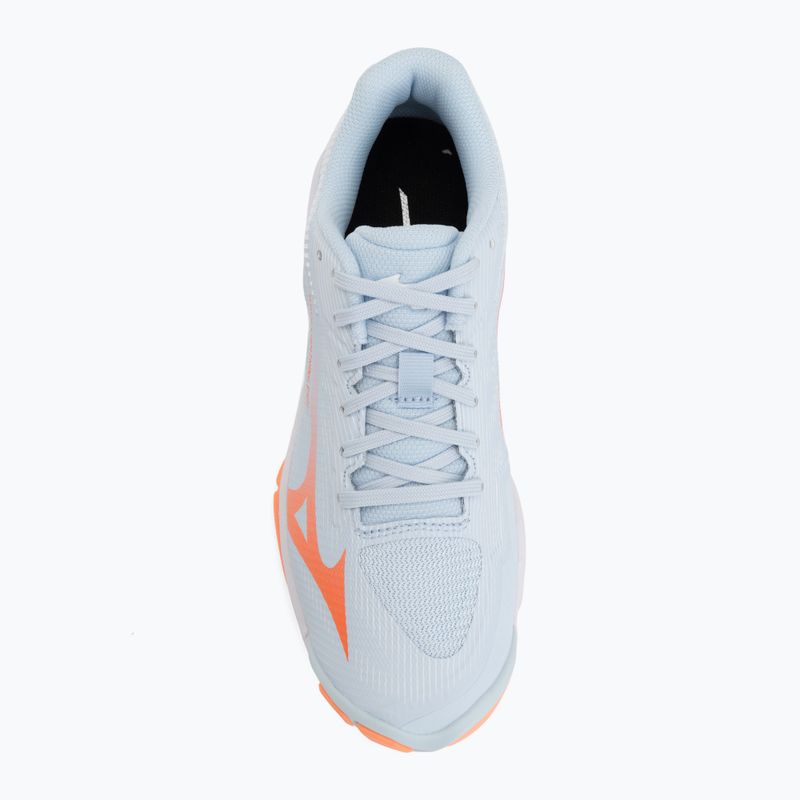Încălțăminte de volei pentru femei Mizuno Wave Lightning Pro blue finch/lava orange/flamingo coral 5