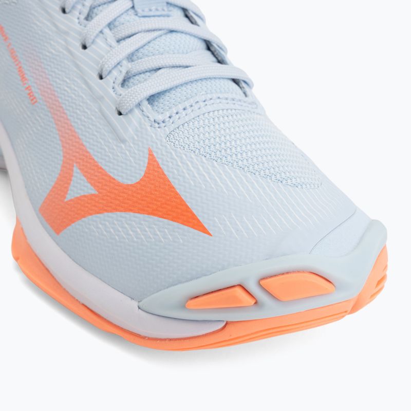 Încălțăminte de volei pentru femei Mizuno Wave Lightning Pro blue finch/lava orange/flamingo coral 7