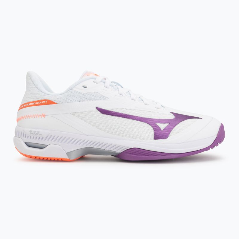 Încălțăminte de tenis pentru femei Mizuno Wave Exceed Court AC white/dahlia/lava orange 2