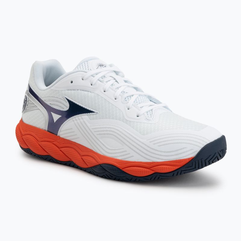 Încălțăminte de tenis pentru bărbați Mizuno Wave Enforce Court 2 AC white/insignia blue/orange