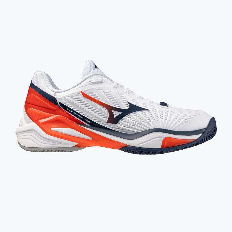 Încălțăminte de tenis pentru bărbați Mizuno Neo Ace CC white/insignia blue/orange