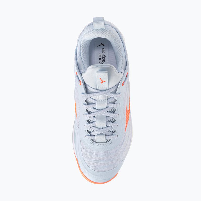 Încălțăminte de volei pentru femei Mizuno Wave Luminous Elite blue finch/lava orange/flamingo coral 5