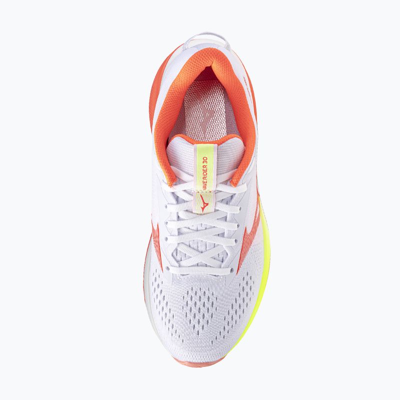 Încălțăminte de alergare pentru femei Mizuno Wave Rider 30 white/flamingo coral/lime pulp 7
