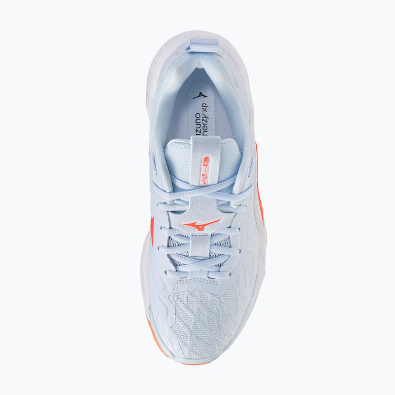 Încălțăminte de handbal pentru femei Mizuno Wave Stealth Neo 2.1 blue finch/lava orange/white 4