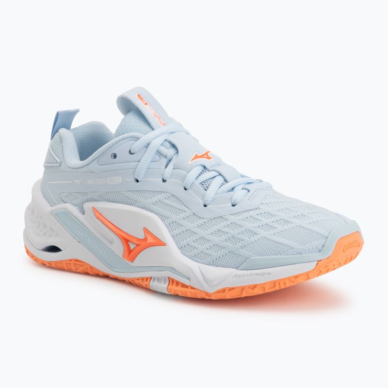 Încălțăminte de handbal pentru femei Mizuno Wave Stealth Neo 2.1 blue finch/lava orange/white