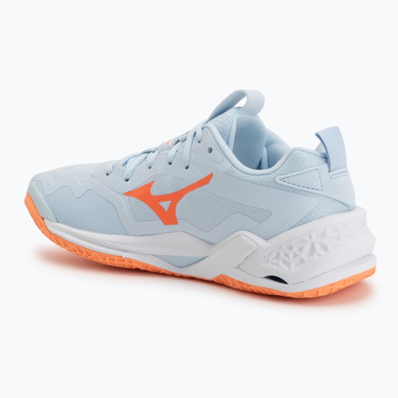 Încălțăminte de handbal pentru femei Mizuno Wave Stealth Neo 2.1 blue finch/lava orange/white 3
