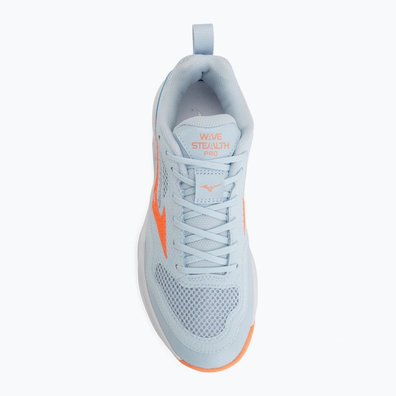Încălțăminte de handbal pentru femei Mizuno Wave Stealth Pro blue finch/lava orange 5