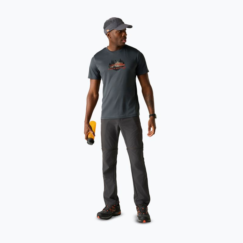 Tricou de trekking pentru bărbați REGATTA Fingal Slogan dark storm 2