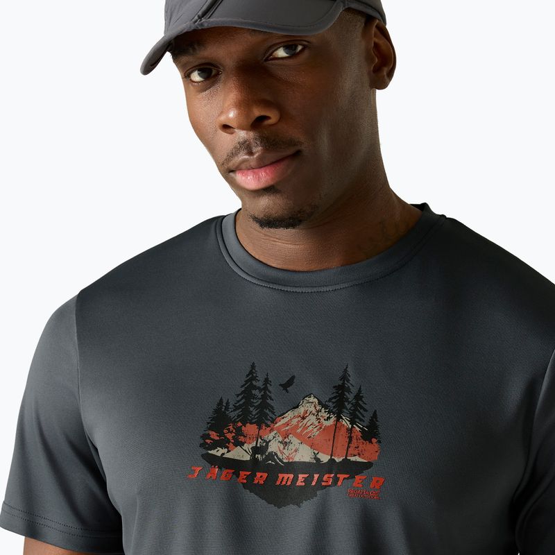 Tricou de trekking pentru bărbați REGATTA Fingal Slogan dark storm 4