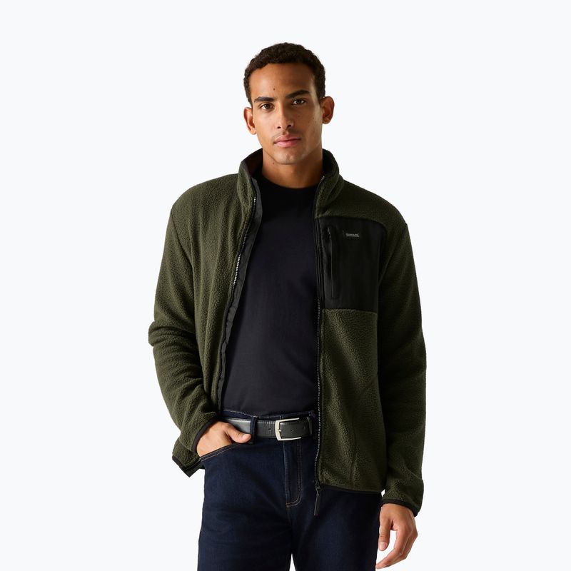 Bluză fleece pentru bărbați REGATTA Frankie Borg dark khaki/black 4