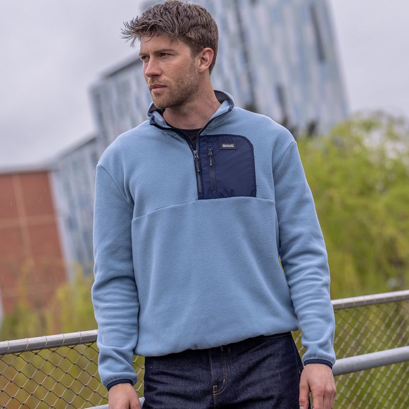 Bluză fleece pentru bărbați REGATTA Frankie Borg Half Zip grey mirage/black 10