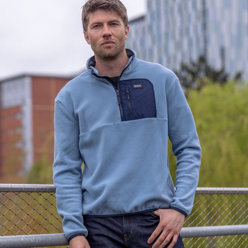Bluză fleece pentru bărbați REGATTA Frankie Borg Half Zip grey mirage/black 11
