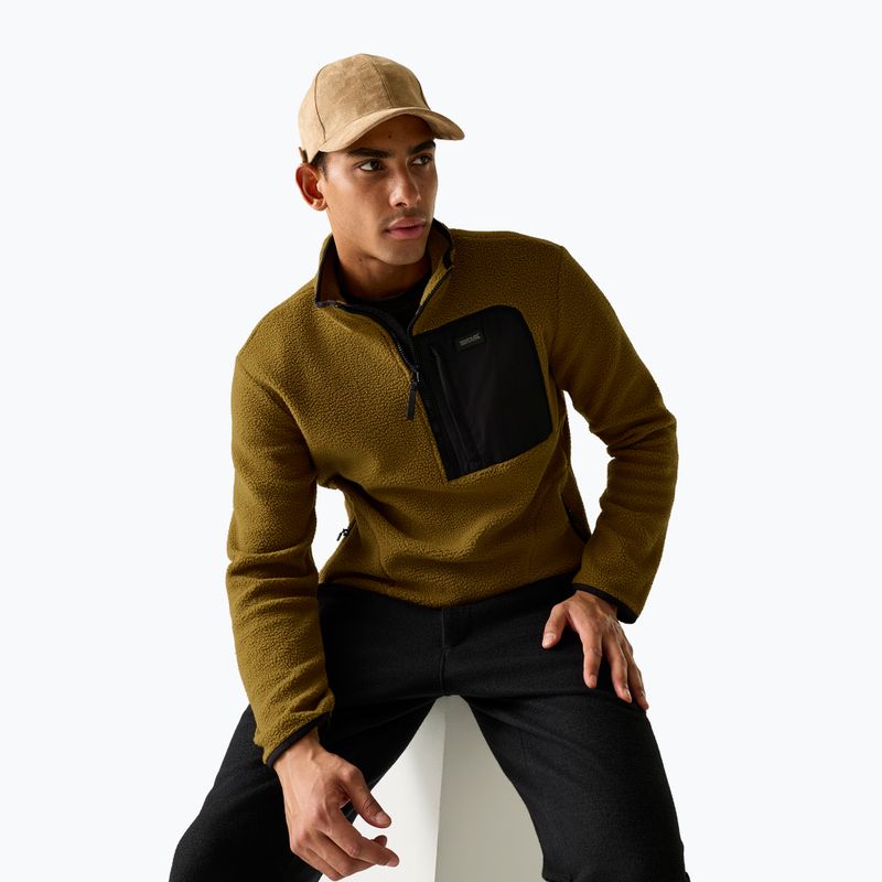 Bluză fleece pentru bărbați REGATTA Frankie Borg Half Zip rich tan/black 4