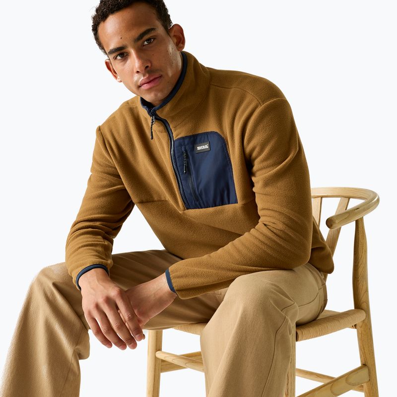 Bluză fleece pentru bărbați REGATTA Frankie Half Zip rich tan/navy 5