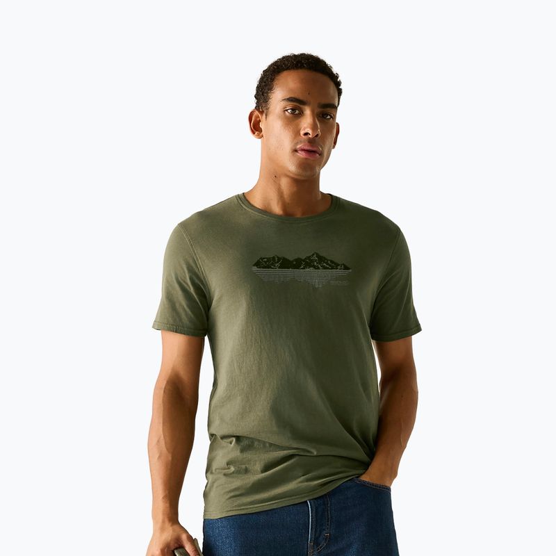 Tricou pentru bărbați Regatta ClineIX dark khaki mountain reflect