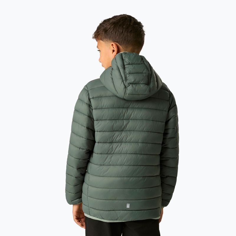 Geacă cu puf pentru copii REGATTA Hooded Marizion dark forest green/wild lime 4