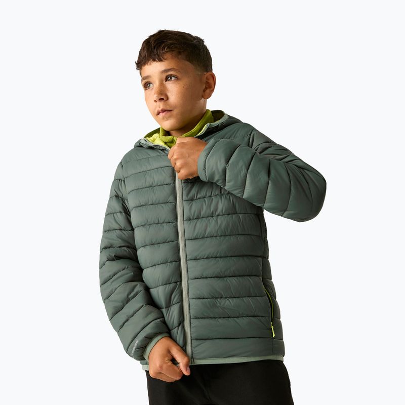 Geacă cu puf pentru copii REGATTA Hooded Marizion dark forest green/wild lime 6