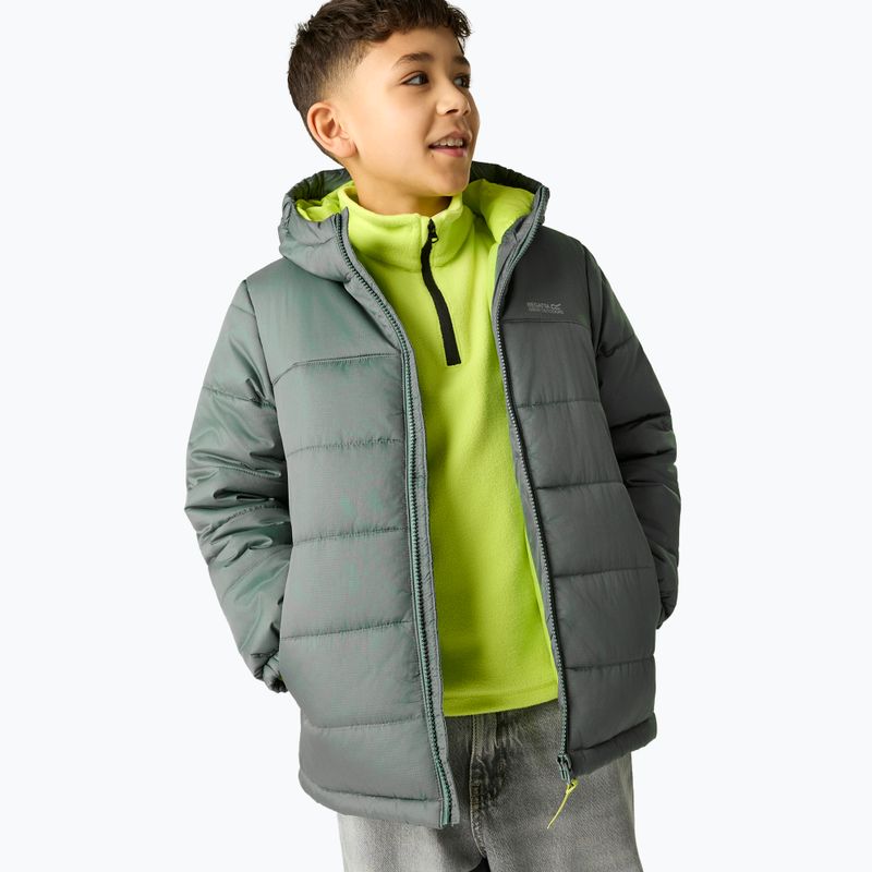 Geacă cu puf pentru copii REGATTA Hooded Marizion dark forest green/wild lime 7