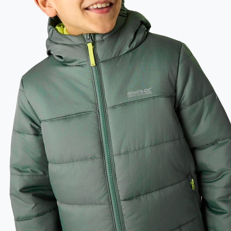 Geacă cu puf pentru copii REGATTA Hooded Marizion dark forest green/wild lime 11
