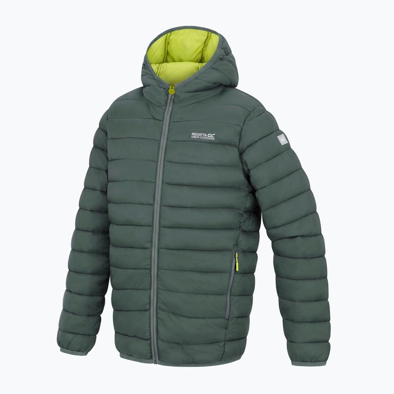 Geacă cu puf pentru copii REGATTA Hooded Marizion dark forest green/wild lime 16