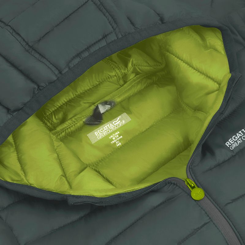 Geacă cu puf pentru copii REGATTA Hooded Marizion dark forest green/wild lime 17