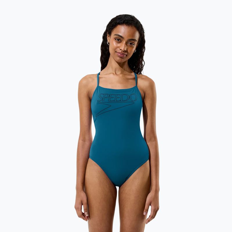Costum de baie întreg pentru femei Speedo Endurance+ Logo Thin Strap teal abyss 3