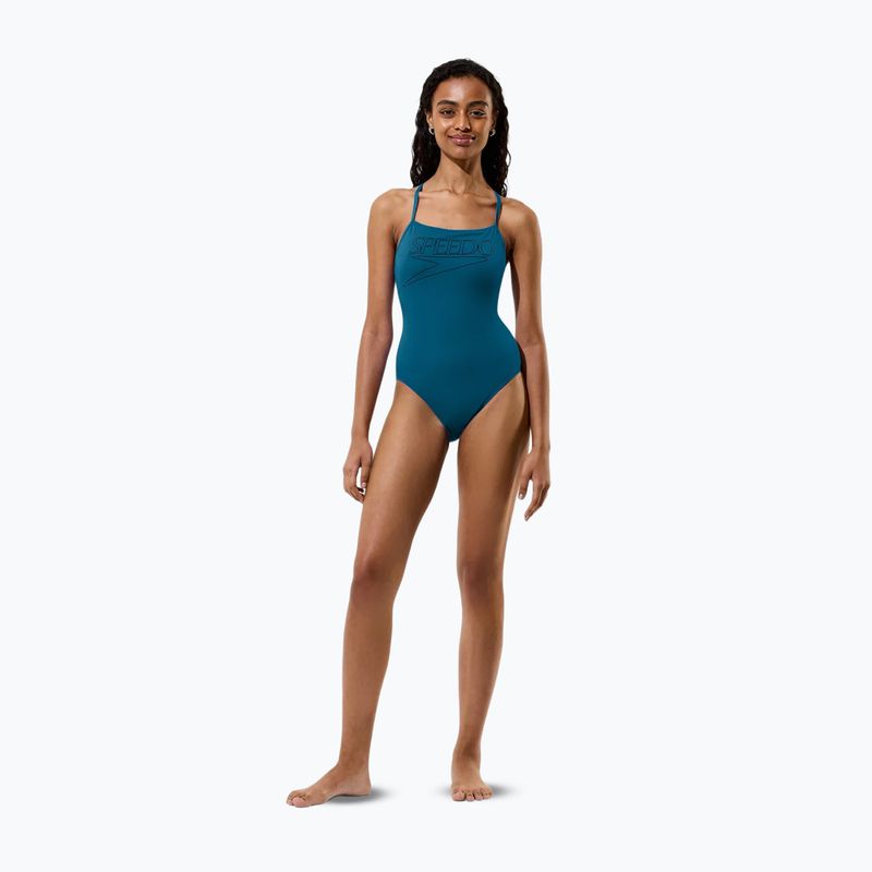 Costum de baie întreg pentru femei Speedo Endurance+ Logo Thin Strap teal abyss 4