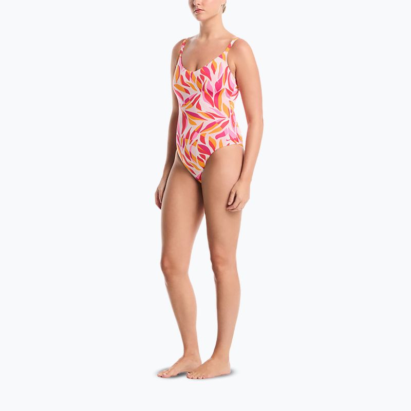 Costum de baie întreg pentru femei Nike V-Neck desert pink 3