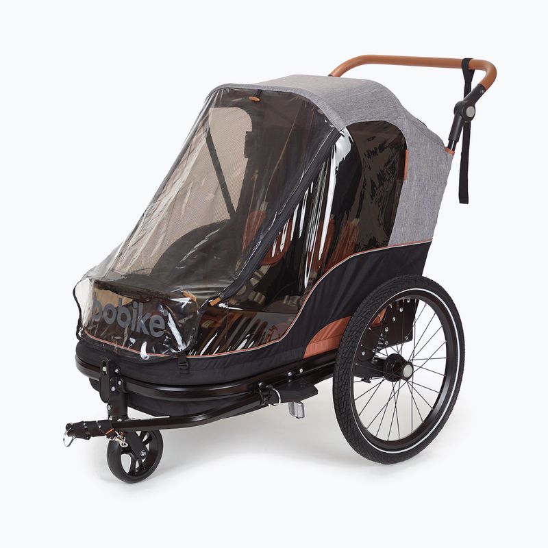 Remorcă pentru bicicletă pentru două persoane bobike Moobe gri-negru 8616000001