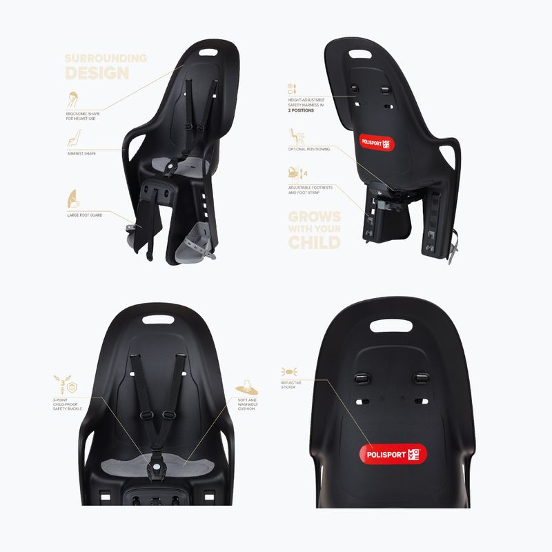 Fotoliu pentru bicicletă Polisport Koari Mik HD black/grey 6