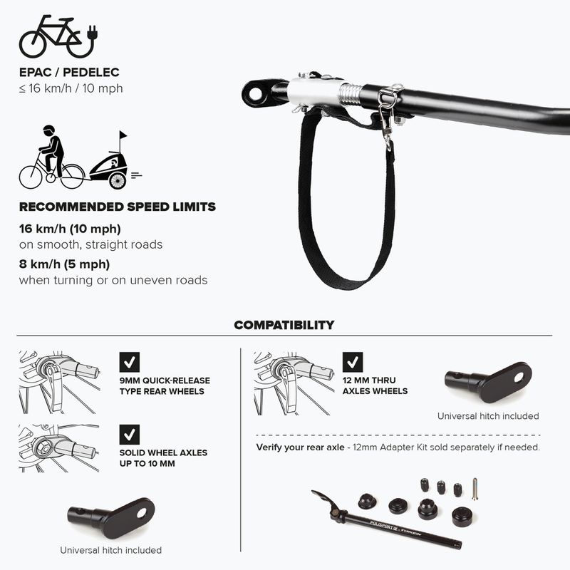Remorcă pentru bicicletă Polisport Kids Trailer&Stroller black/grey 8