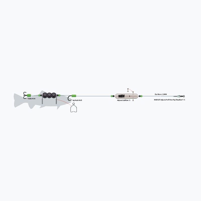 MadCat Adjusta Adjusta Profi River Rig Dedbait set de pește pisică verde 55992