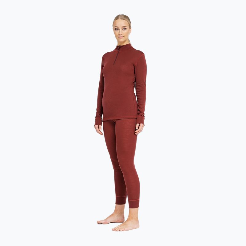 Bluză termoactivă pentru femei Dovre Wool Zip burgundy 2