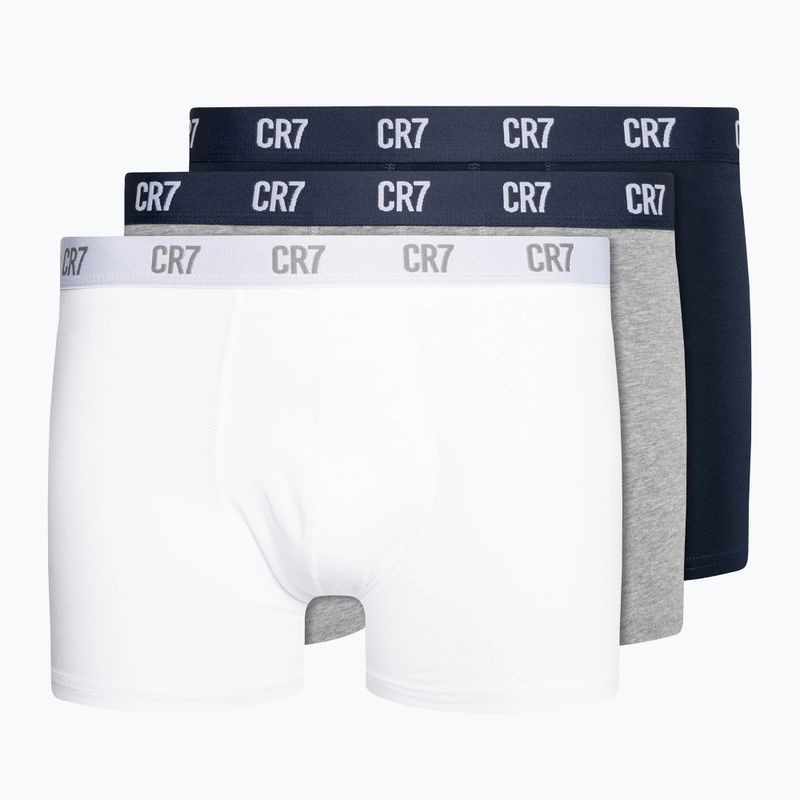 Boxeri bărbătești CR7 Basic Trunk 3 pary grey melange/white/navy