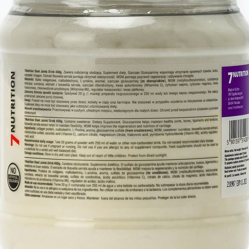 Steel Joints Drink 7Nutrition 450g de regenerare a articulațiilor cu lămâie 7Nu000394 2