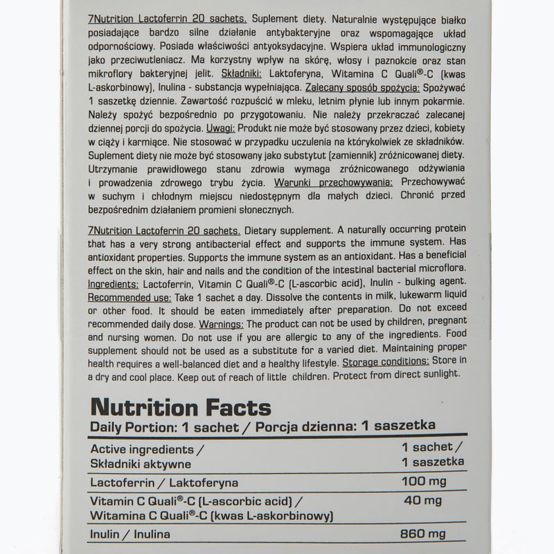 Lactoferrină 90% 7Nutrition 100mg 20 plicuri 7Nu000457 2