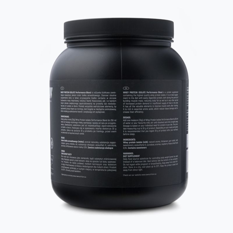 Proteină din zer izolat Raw Nutrition 900g zmeură WPI-59017 2