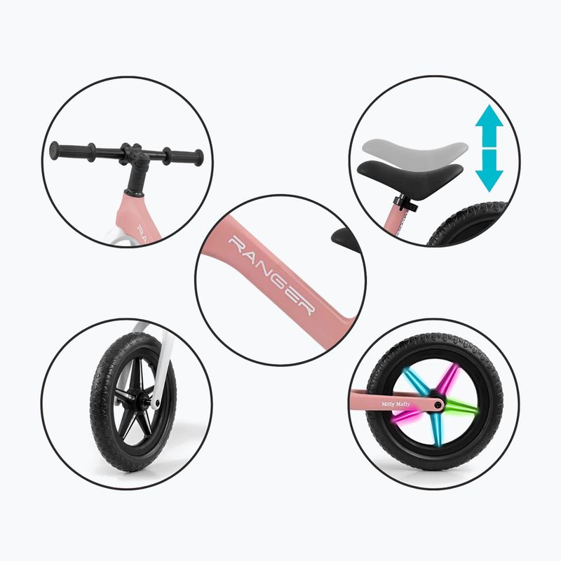 Bicicletă de echilibru pentru copii Milly Mally Ranger Flash pink 9