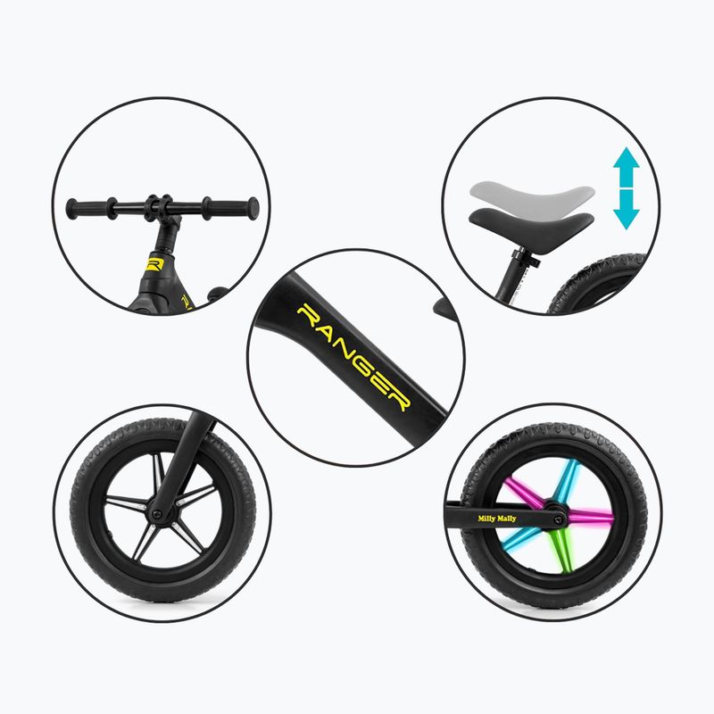 Bicicletă de echilibru pentru copii Milly Mally Ranger Flash black 8