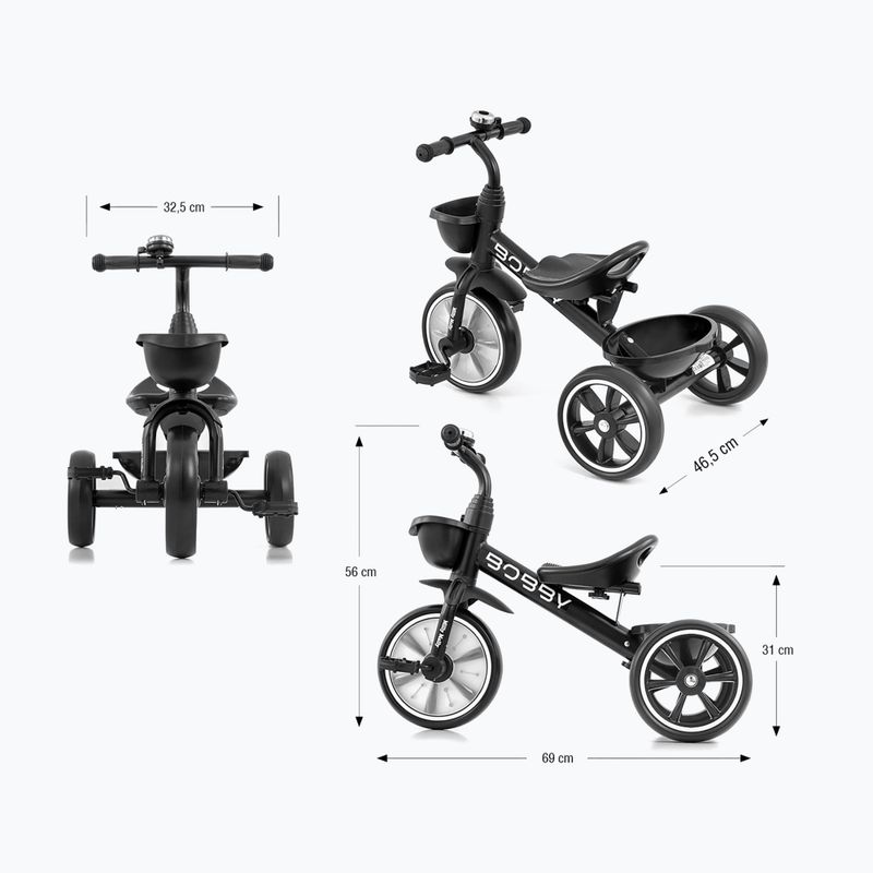 Bicicletă de echilibru cu trei roți Milly Mally Bobby black 12