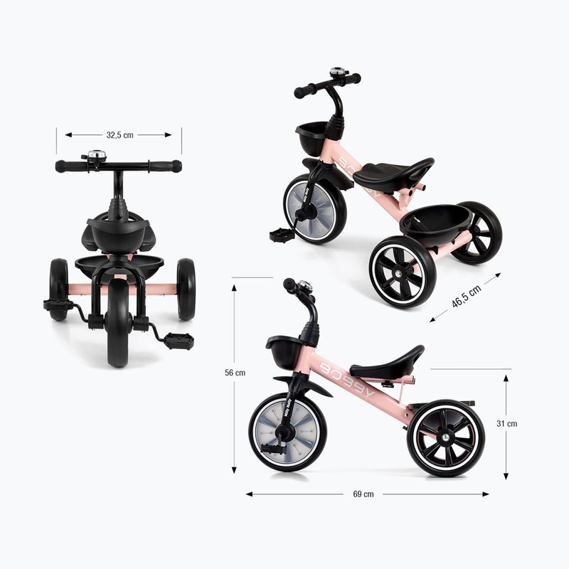 Bicicletă de echilibru cu trei roți Milly Mally Bobby pink 12