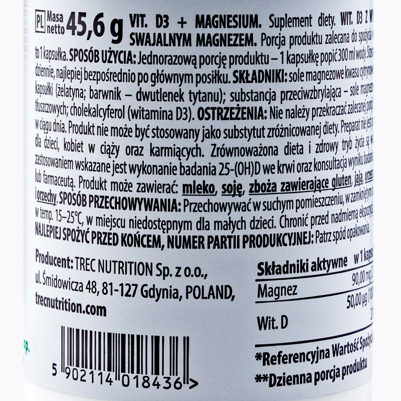 Vitamina D3 + Magneziu Trec vitamina D3 + magneziu 60 capsule TRE/814 2