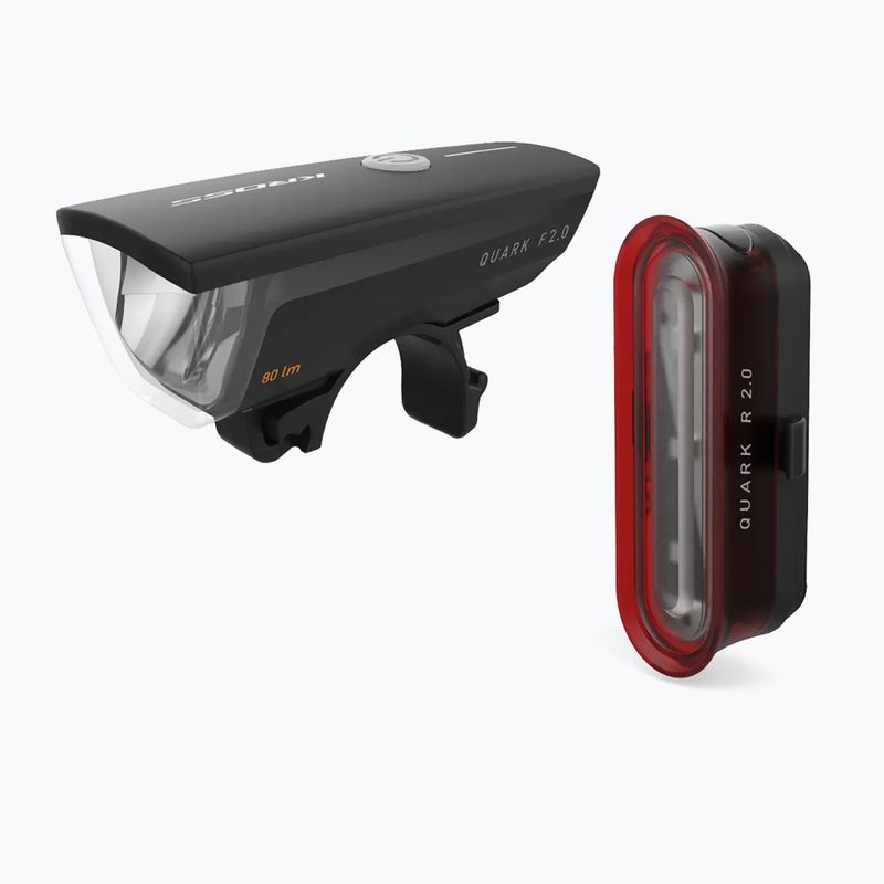 Set de lumini pentru bicicletă KROSS Quark Set 2.0 black