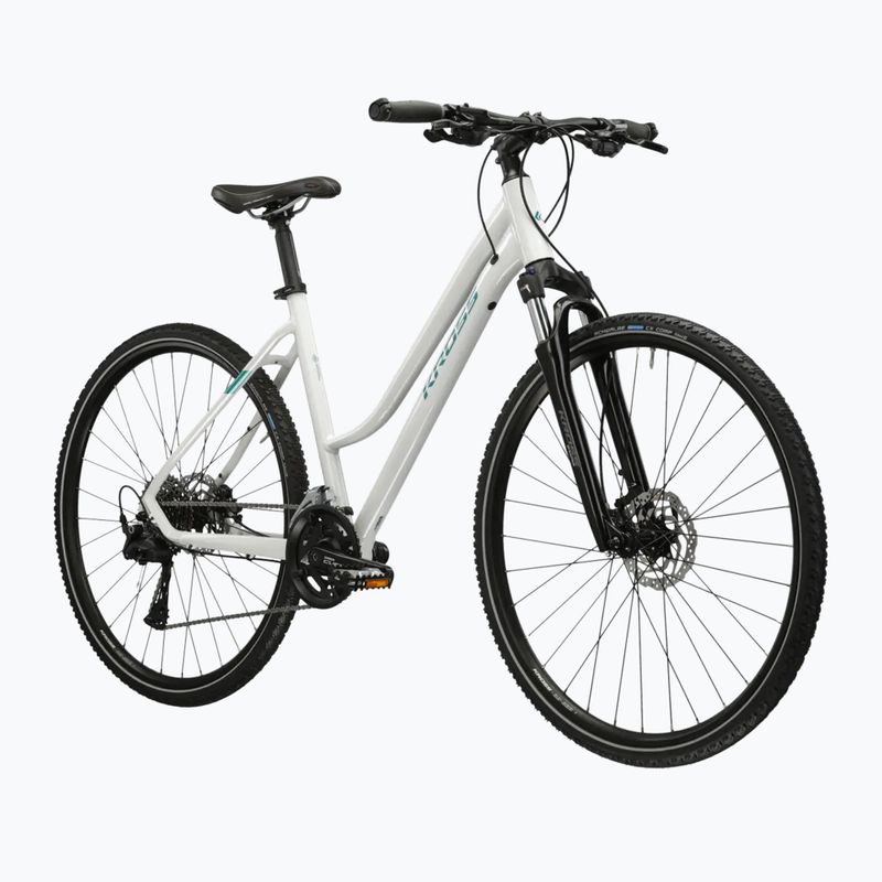 Bicicletă cross pentru femei KROSS Evado 7.0 In white/turquoise/gloss 2