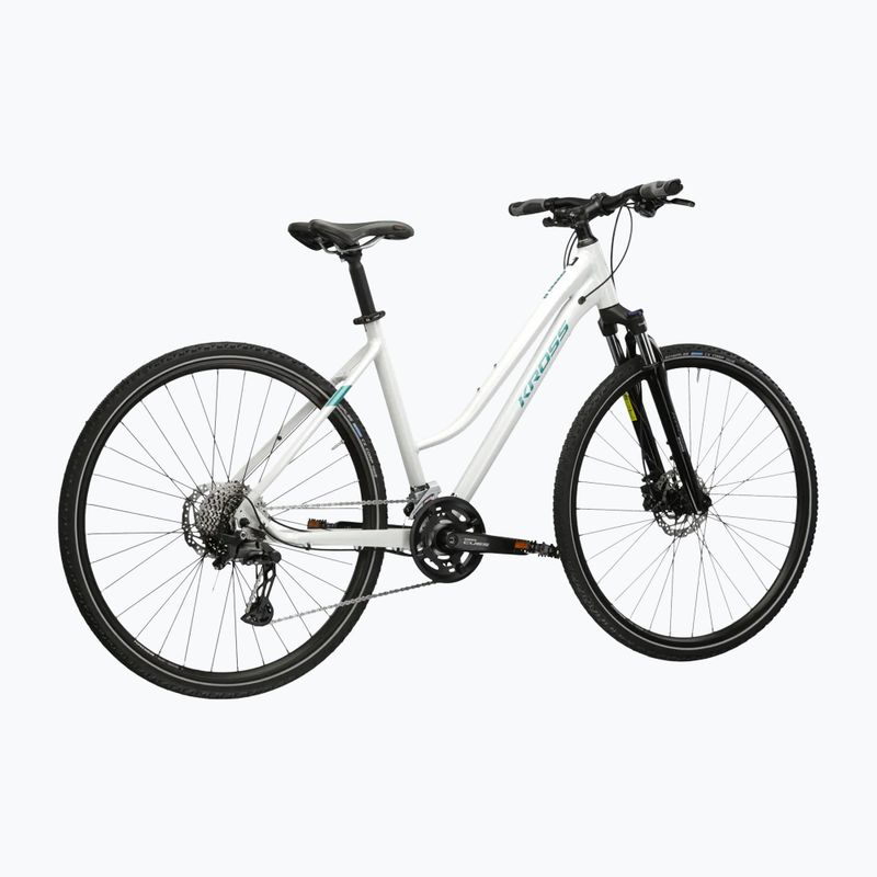 Bicicletă cross pentru femei KROSS Evado 7.0 In white/turquoise/gloss 3