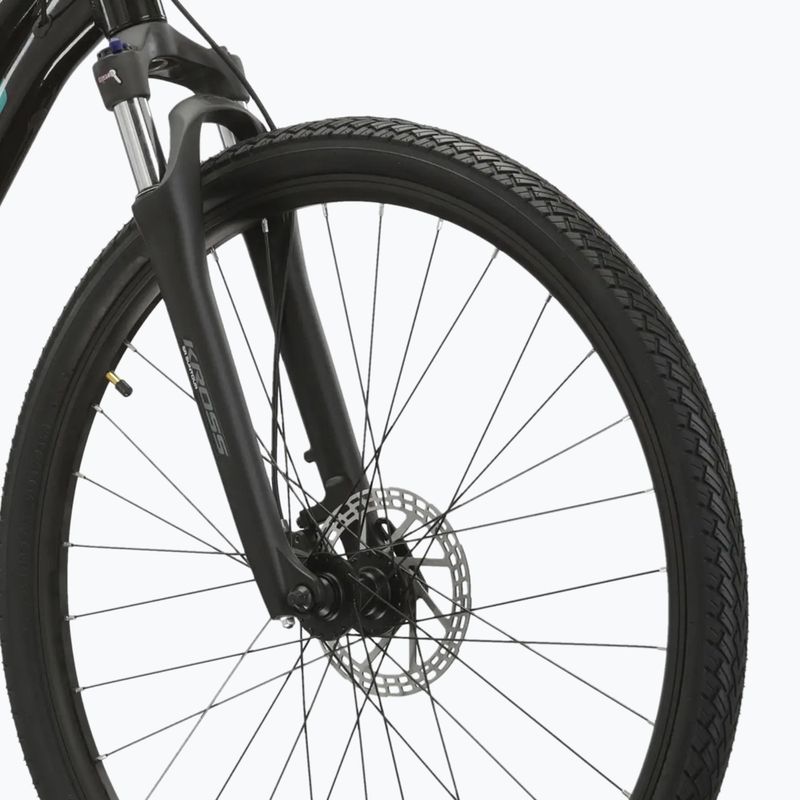Bicicletă cross pentru femei KROSS Evado 5.0 In black/turquoise/gloss 5
