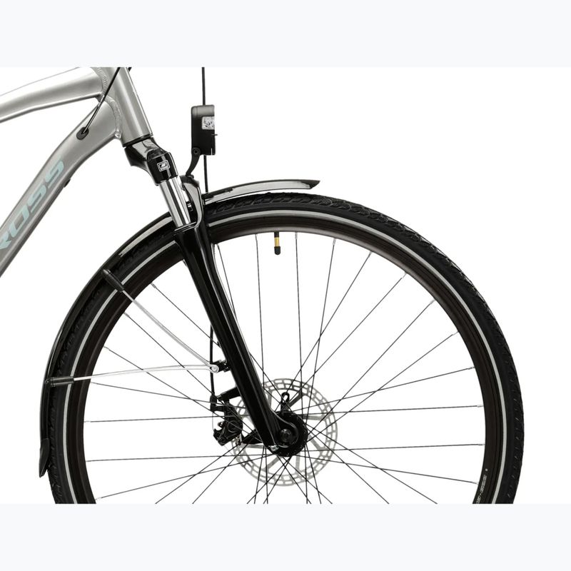 Bicicletă de trekking pentru bărbați KROSS Trans 3.0 silver/blue/gloss 6